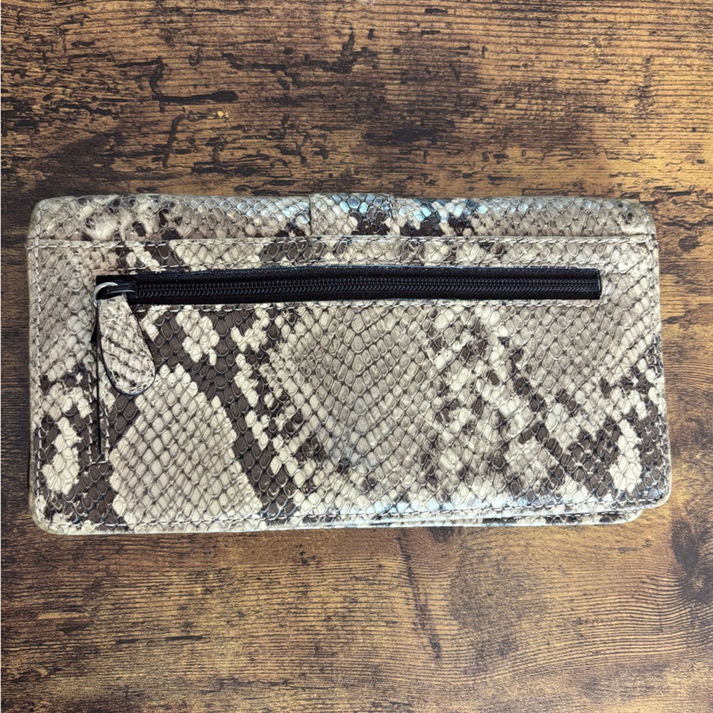 Brighton Large Wallet Python Snake Print Leather … - image 2